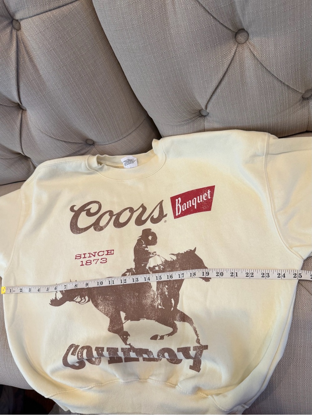 Grayson Sweatshirt Coors Women’s M OG Cowboy Graphic Crewneck Cream color - Picture 8 of 10